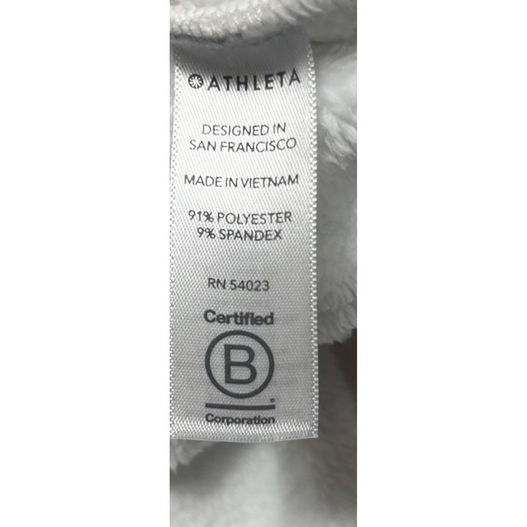 ATHLETA Womens Sz XS White Turtleneck Fleece Sweatshirt Side Slits Soft-1550 - Picture 7 of 7